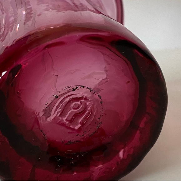 Cranberry Glass Basket by Pilgrim with Clear Glass Handles 5.5” high pink EUC - Picture 5 of 16